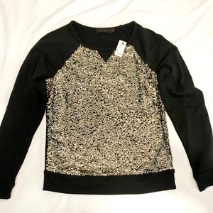 NWT The Limited Gold Sequin Sweatshirt (M)